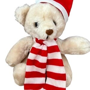 Vintage Christmas Holiday Teddy Bear Plush Jan Stuart Corp Made in Korea 15”